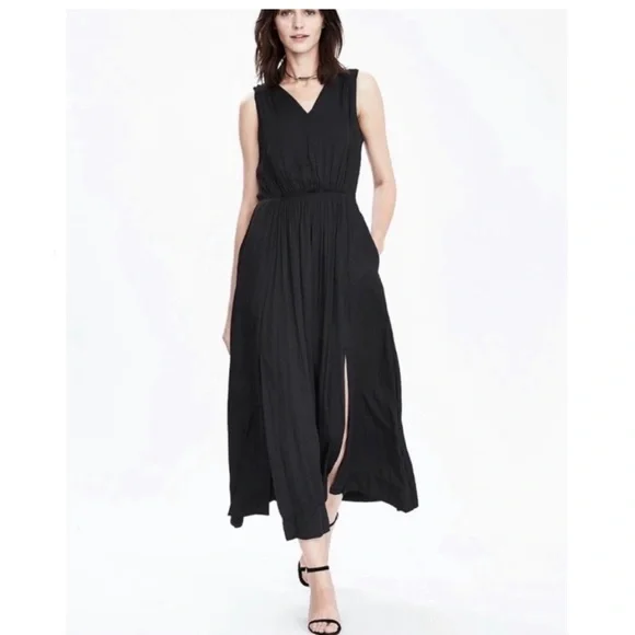 Banana Republic | Dresses | Black Banana Republic Womens Goddess Pleated  Maxi Dress Size 4 | Poshmark